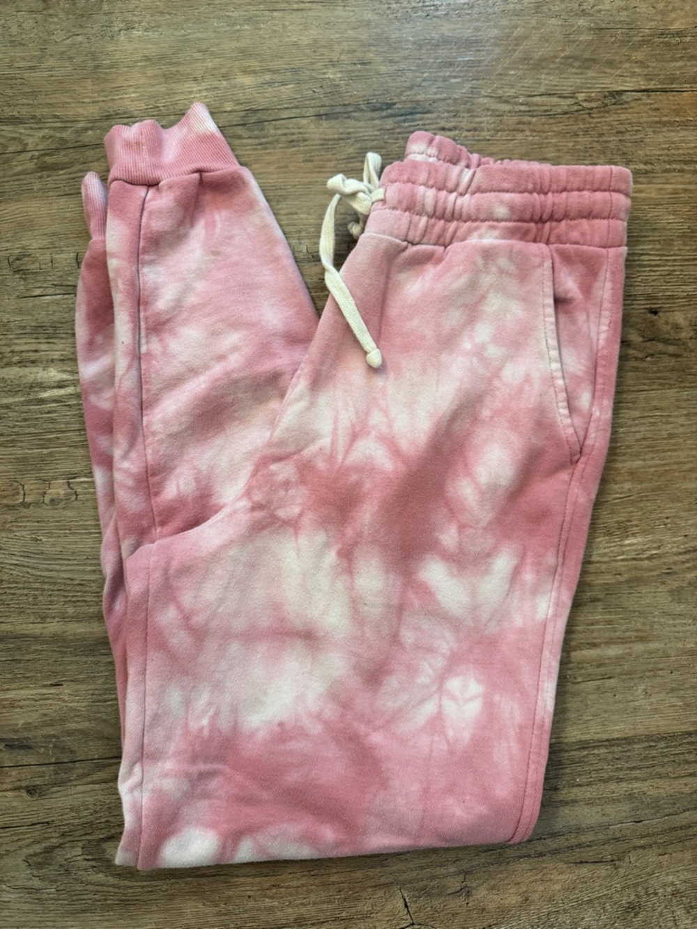 Kids Pink Tie-Dye Joggers with Drawstring Waist